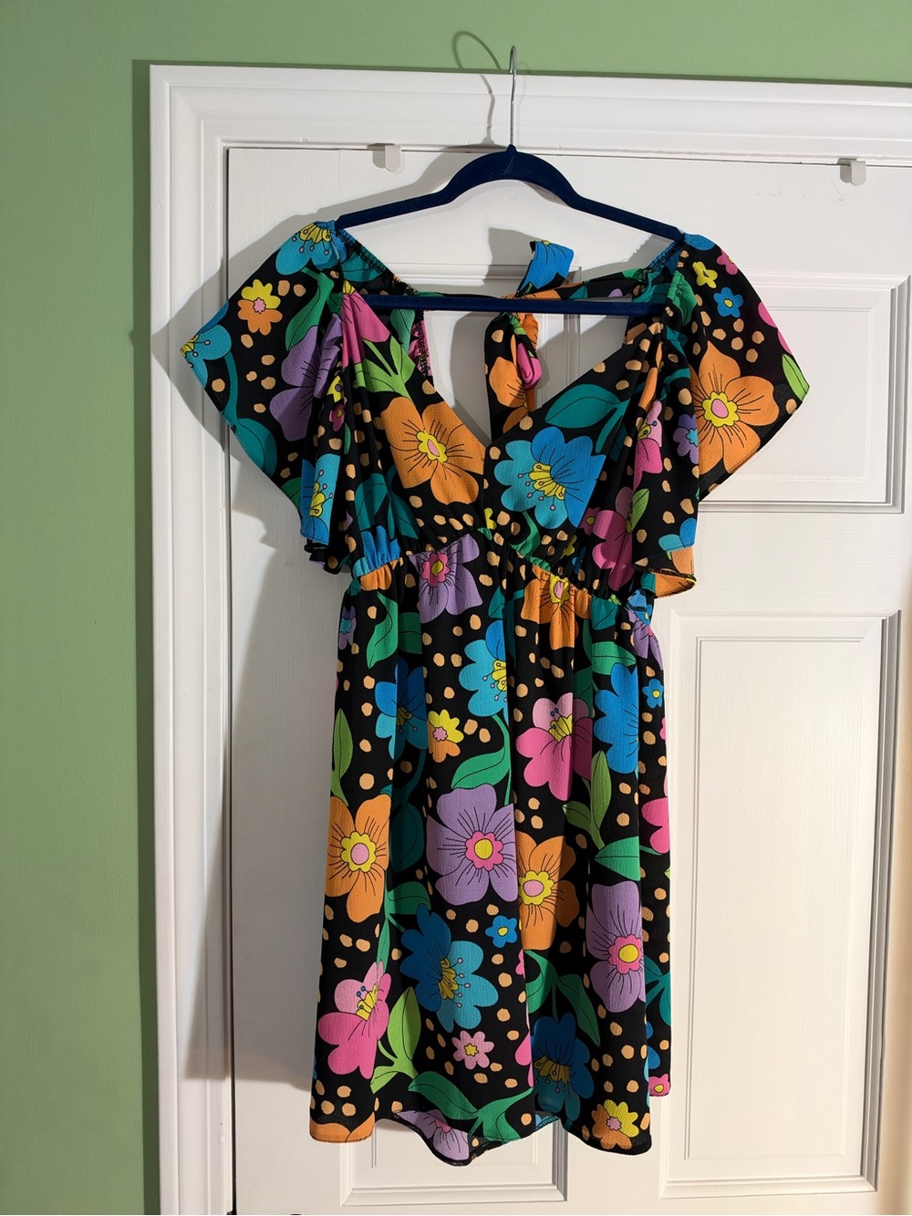 ASOS Black Mini Dress with Bright Floral Print